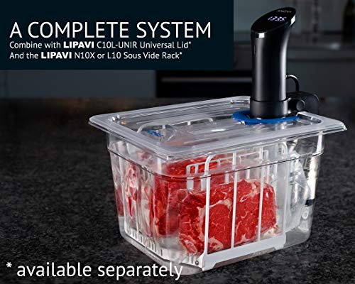 LIPAVI C10 Sous-Vide Behälter - 11,3 Liter, 32,3 x 26,2 x H:20,3 cm. Starkes, durchsichtiges Polycarbonat. Passende Deckel für Anova, Wancle und weitere Marken Wird separat verkauft. Passt L10 - 3