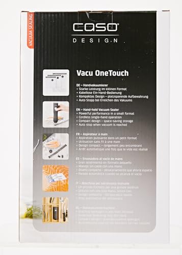CASO Vacu OneTouch - Handvakuumierer inkl. Zubehör, 10 ZIP-Beutel, 2 ZIP-Locker, CASO Food Manager Sticker, bis zu 150 Minuten Akku-Laufzeit - 12