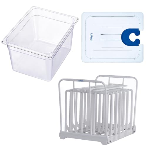 LIPAVI Sous Vide SYSTEM - Deckel, Behälter und Gestell - Polycarbonat Gestell - Multi-Fit deckel - 12L Wasserbad - Passt auf die meisten Modelle ⌀70mm