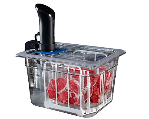 LIPAVI Sous Vide SYSTEM - Deckel, Behälter und Gestell - Polycarbonat Gestell - Multi-Fit deckel - 12L Wasserbad - Passt auf die meisten Modelle ⌀70mm - 2