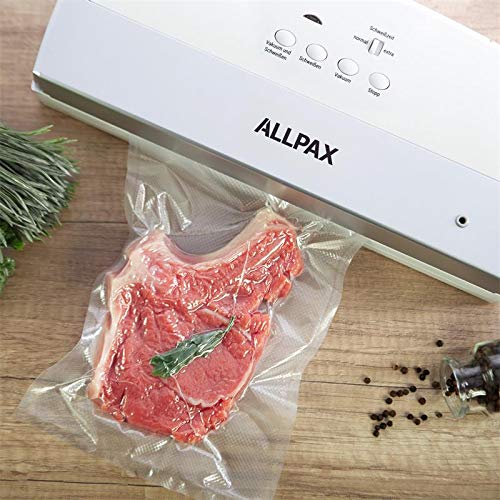 Allpax Vakuumierbeutel 20x30 cm [extra stark] - 100 Stück Beutel Set für alle Vakuumiergeräte - ideal für Lebensmittel und Sous Vide Garen - 5