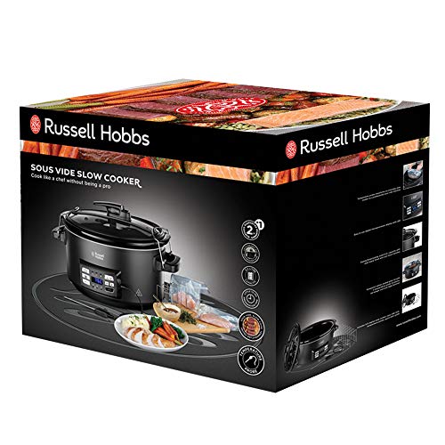 Russell Hobbs 3in1 Multikocher (Sous Vide Garer/Slow Cooker/Schongarer, Bräter mit Kerntemperatursensor) spülmaschinengeeigneter 6,5l Keramik-Gartopf,digitales Display,Temperaturanzeige,Timer,25630-56 - 3